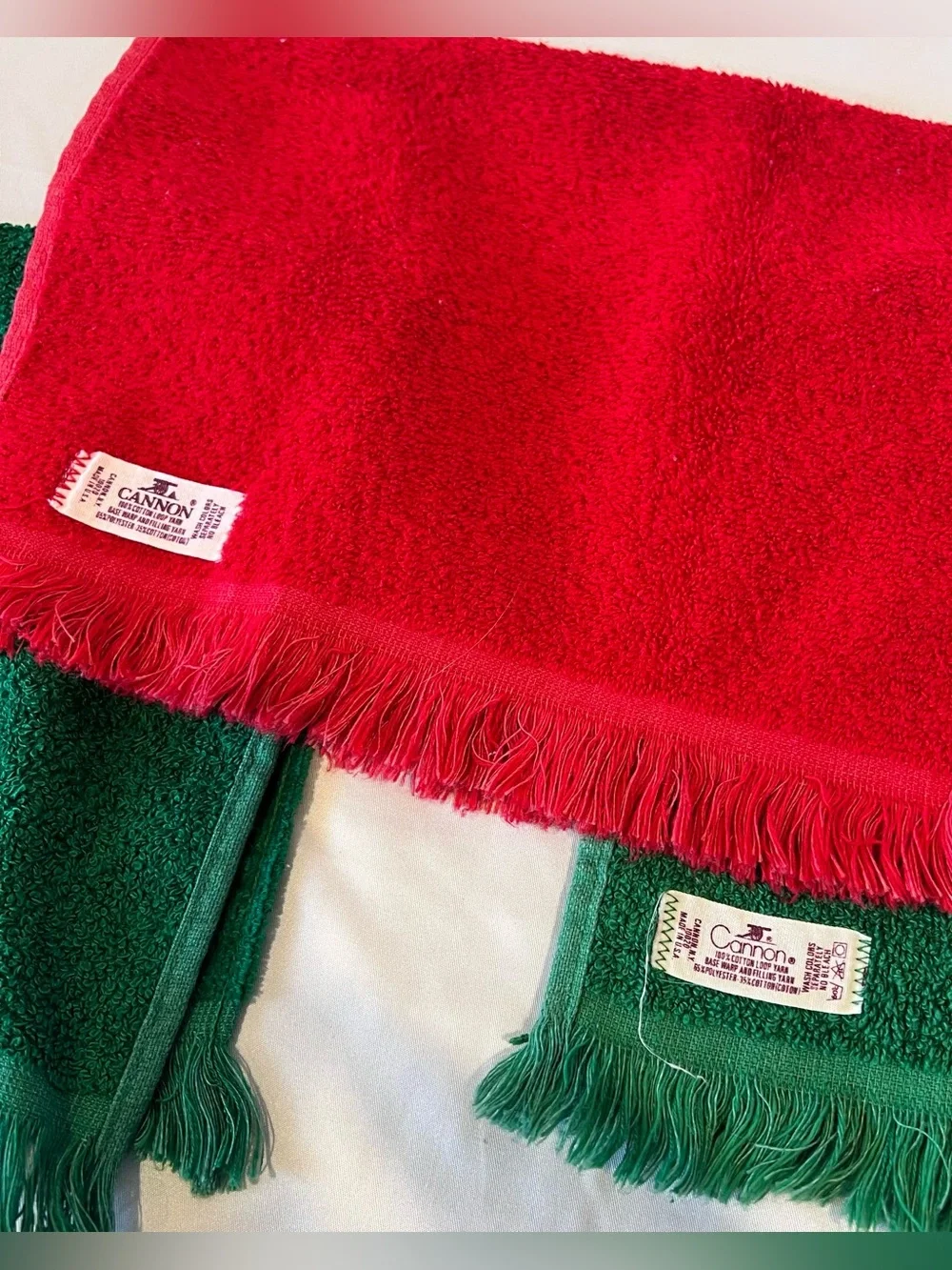 Vintage Cannon Christmas Embroidered Hand Towels Set of 3
